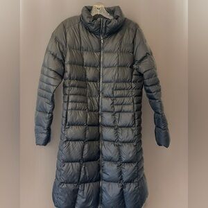 The North Face 550 Goose Down Trench Coat Womens Large Black Puffer